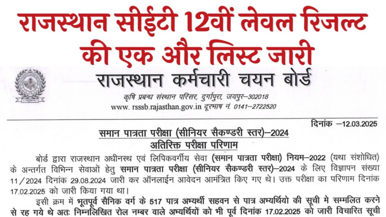 Rajasthan CET 12th result: How to check